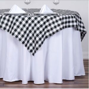Lot of 2 Polyester Buffalo Check 54" Square Wedding Party Table Linens - NWT